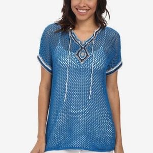 Tommy Bahama Crochet S/S Sweater/Swim Cover-Up XXS